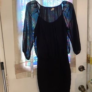 Cute dress with sheer long sleeve